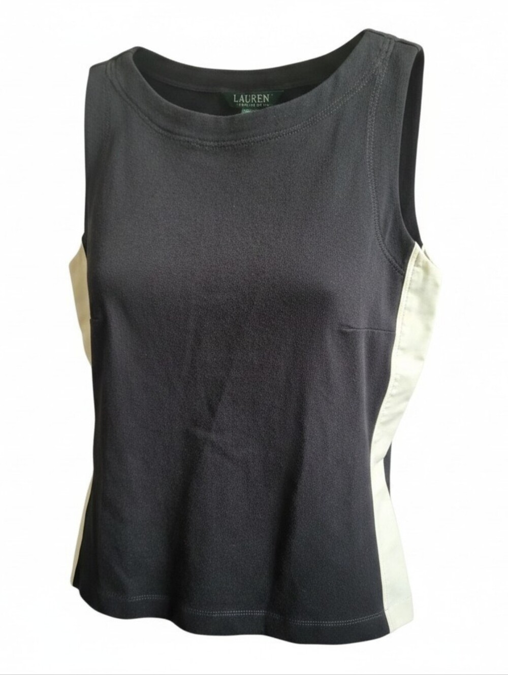 Lauren Ralph Lauren Black Tank Top with Cream Side Panels